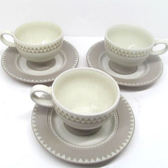 Mikasa Stone Craft "Ventura" Set Of 3 Cups And 3 Saucers - Picture 2 of 8
